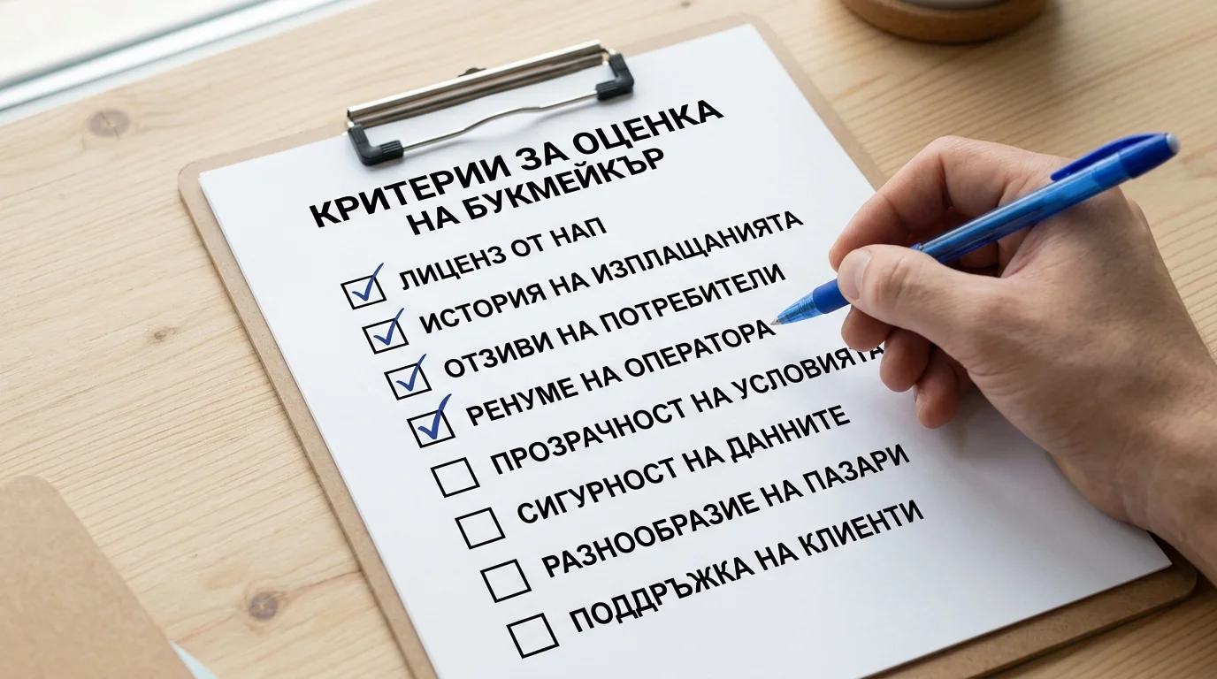 Чеклист с критерии за оценка на букмейкър — изплащане, прозрачност и покритие